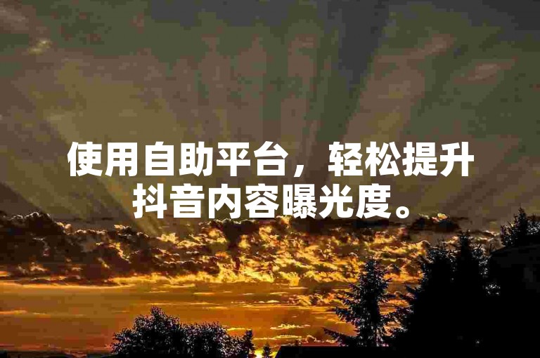 使用自助平台，轻松提升抖音内容曝光度。