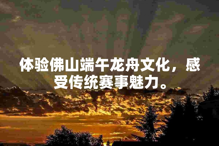 体验佛山端午龙舟文化，感受传统赛事魅力。