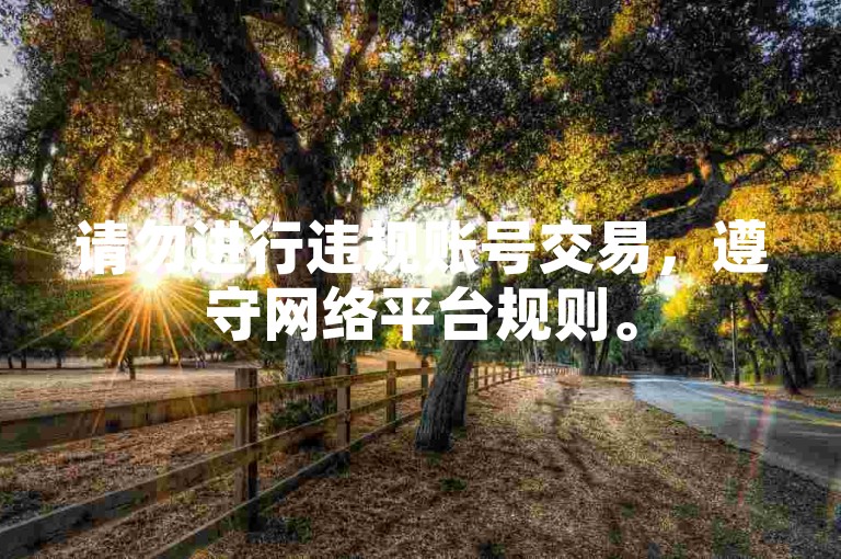 请勿进行违规账号交易，遵守网络平台规则。