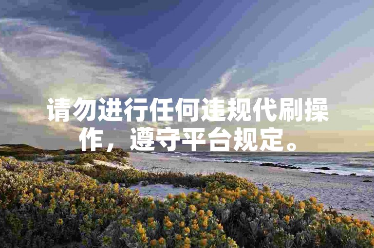 请勿进行任何违规代刷操作，遵守平台规定。
