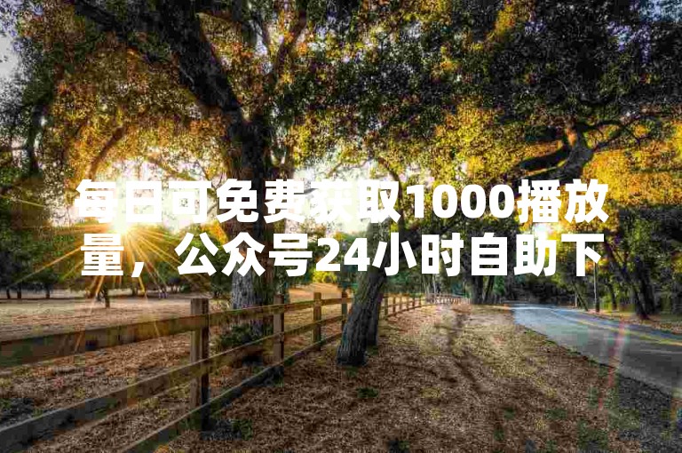 每日可免费获取1000播放量，公众号24小时自助下单商城。