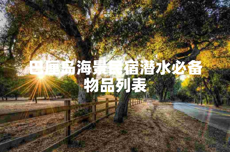 巴厘岛海景民宿潜水必备物品列表