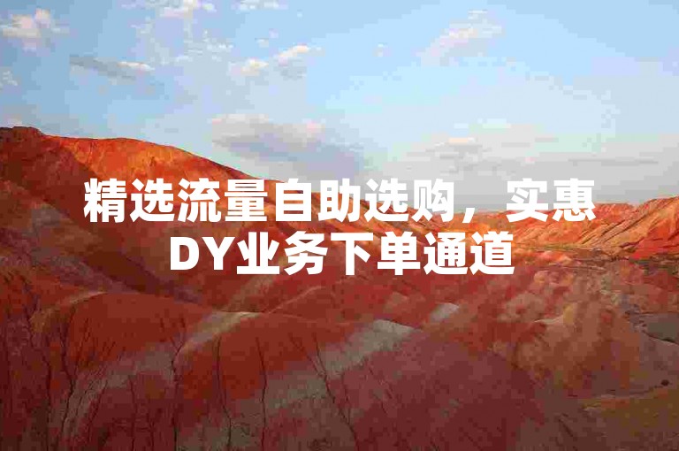 精选流量自助选购，实惠DY业务下单通道