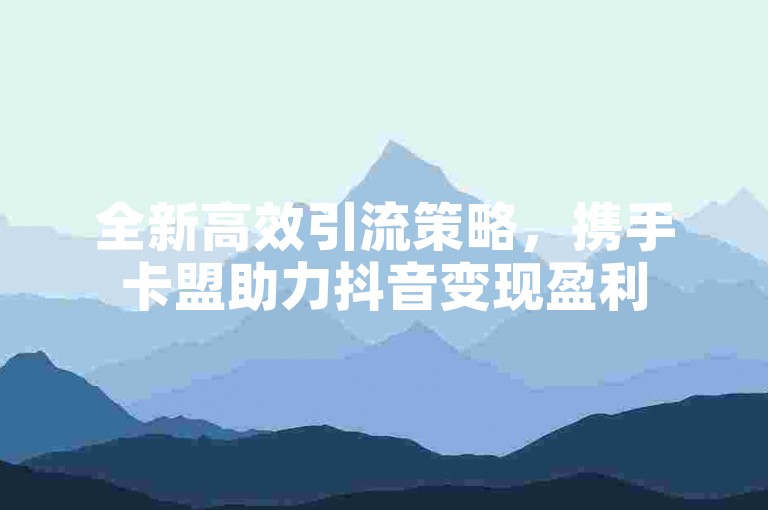 全新高效引流策略，携手卡盟助力抖音变现盈利