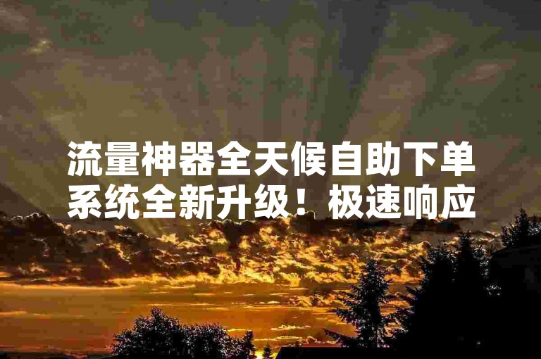 流量神器全天候自助下单系统全新升级！极速响应，新手专享福利通道开启！