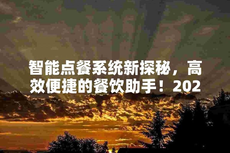 智能点餐系统新探秘，高效便捷的餐饮助手！2024必备技能
