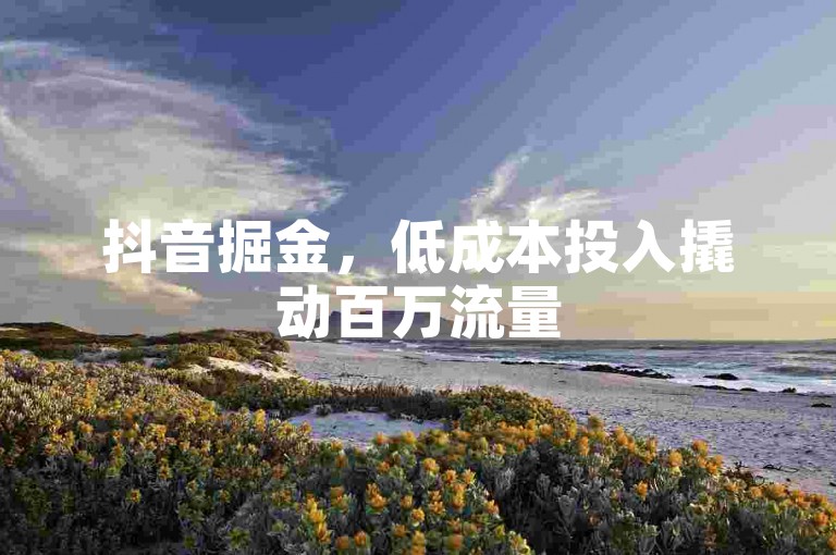 抖音掘金，低成本投入撬动百万流量