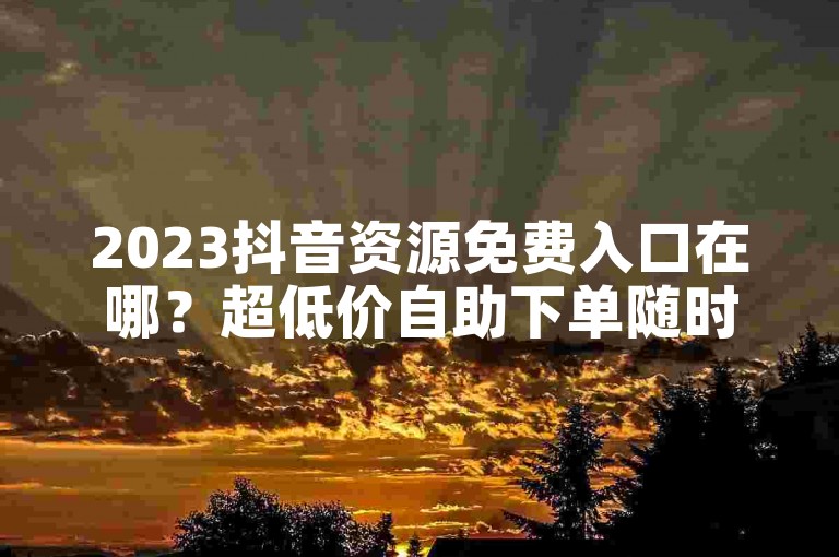 2023抖音资源免费入口在哪？超低价自助下单随时开