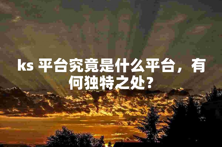 ks 平台究竟是什么平台，有何独特之处？