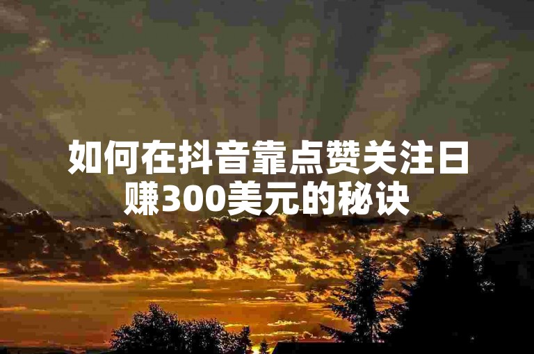 如何在抖音靠点赞关注日赚300美元的秘诀