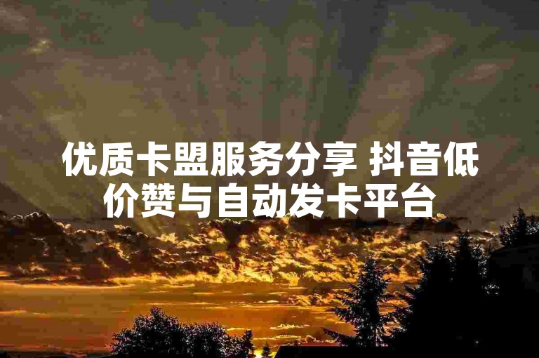 优质卡盟服务分享 抖音低价赞与自动发卡平台