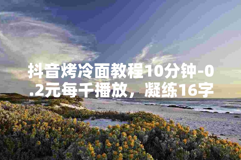 抖音烤冷面教程10分钟-0.2元每千播放，凝练16字