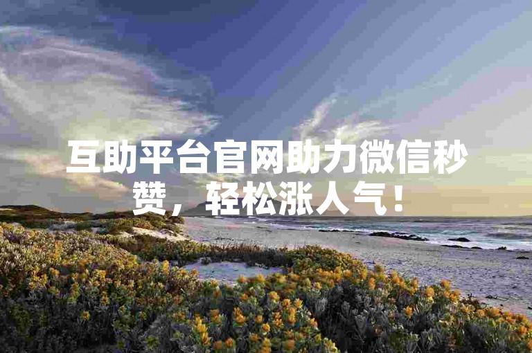 互助平台官网助力微信秒赞，轻松涨人气！