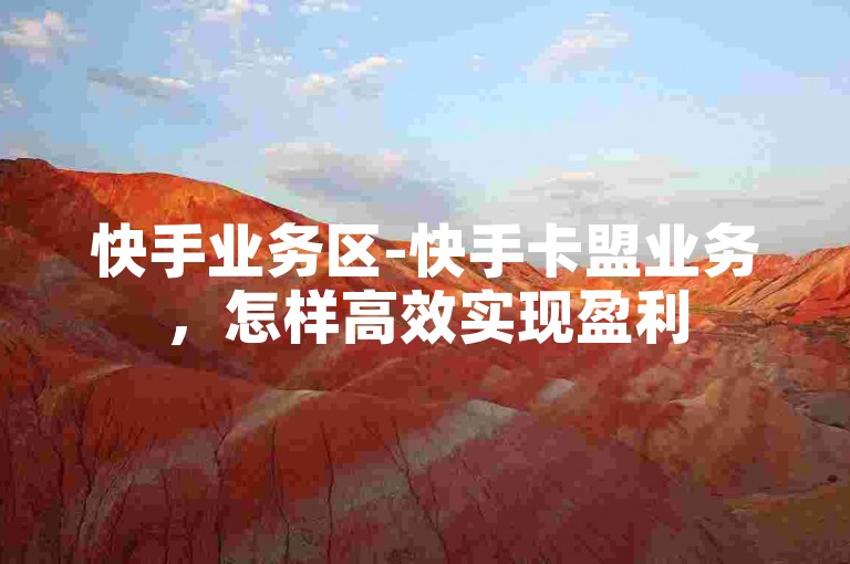 快手业务区-快手卡盟业务，怎样高效实现盈利