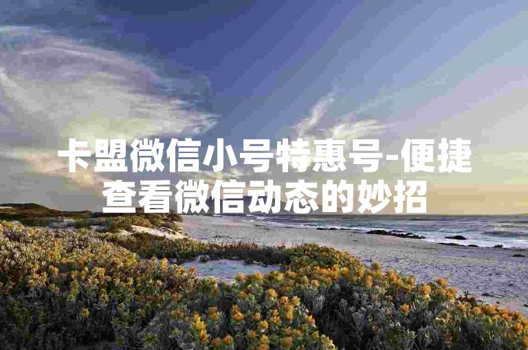 卡盟微信小号特惠号-便捷查看微信动态的妙招