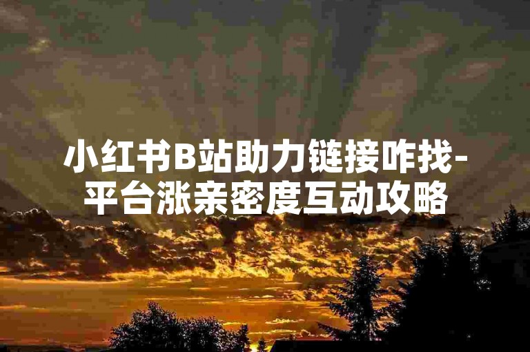 小红书B站助力链接咋找-平台涨亲密度互动攻略