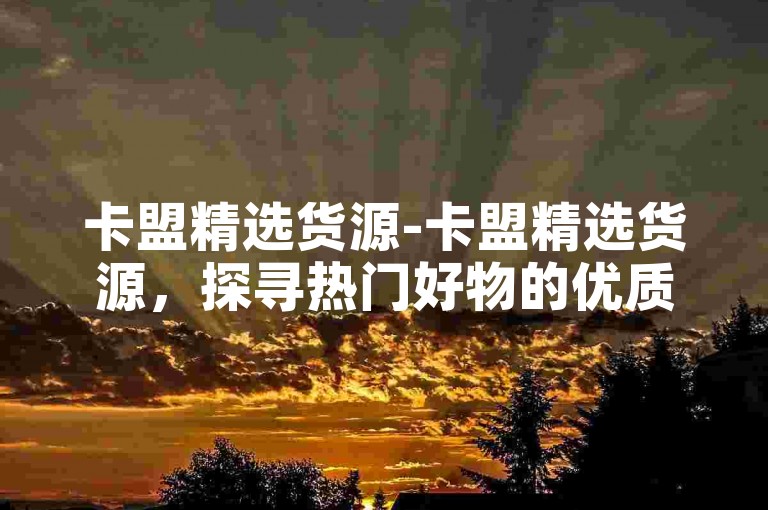 卡盟精选货源-卡盟精选货源，探寻热门好物的优质平台-自助业务下单便捷-快手点赞量下单