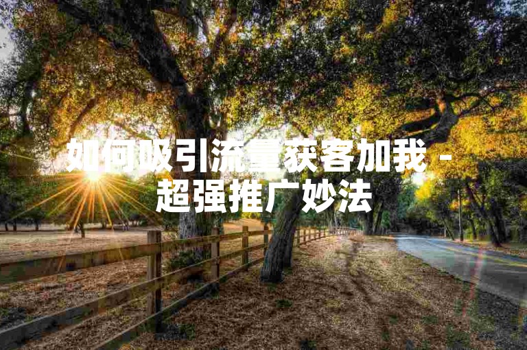 如何吸引流量获客加我 - 超强推广妙法
