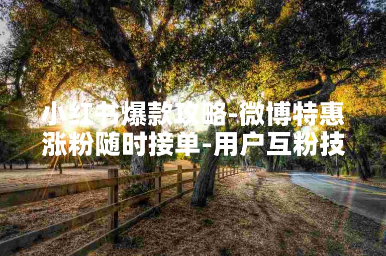 小红书爆款攻略-微博特惠涨粉随时接单-用户互粉技巧解析-微博如何引流量-