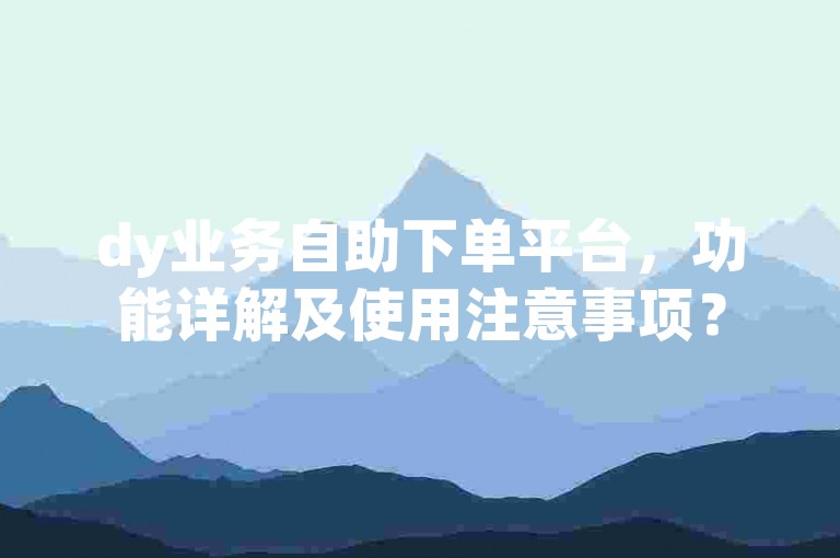 dy业务自助下单平台，功能详解及使用注意事项？