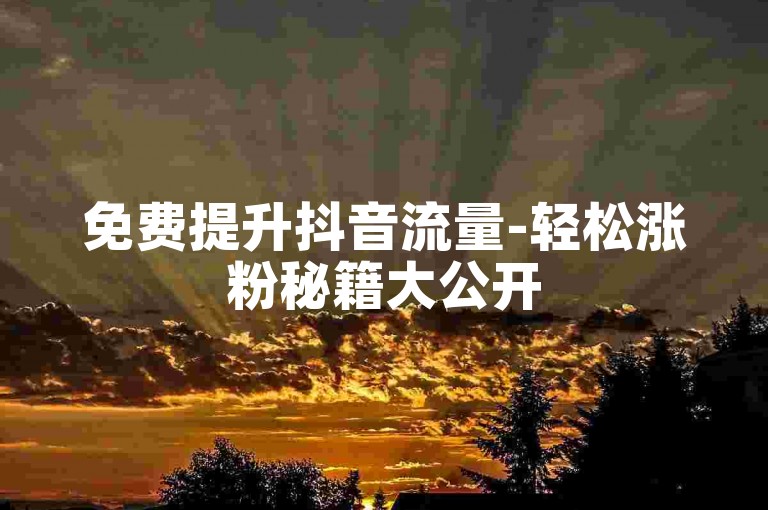 免费提升抖音流量-轻松涨粉秘籍大公开