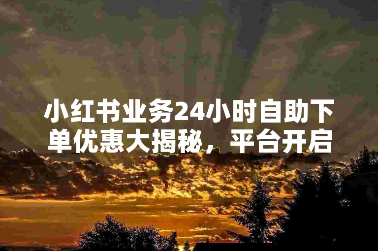 小红书业务24小时自助下单优惠大揭秘，平台开启全天特惠！2024必知