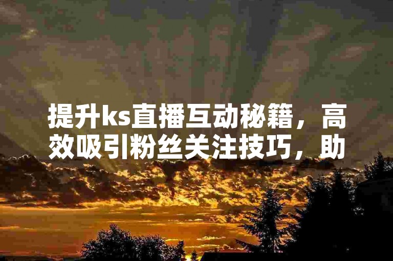 提升ks直播互动秘籍，高效吸引粉丝关注技巧，助您快速涨粉！新手必看！